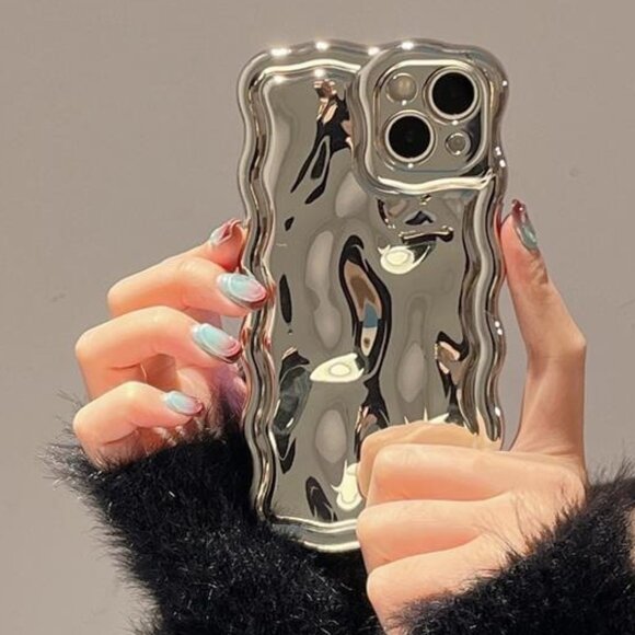 For Iphones all 16 15 14 13 Cute Kawaii Sliver Wavy Frame Girl Iphone Case Y2K - Picture 3 of 7